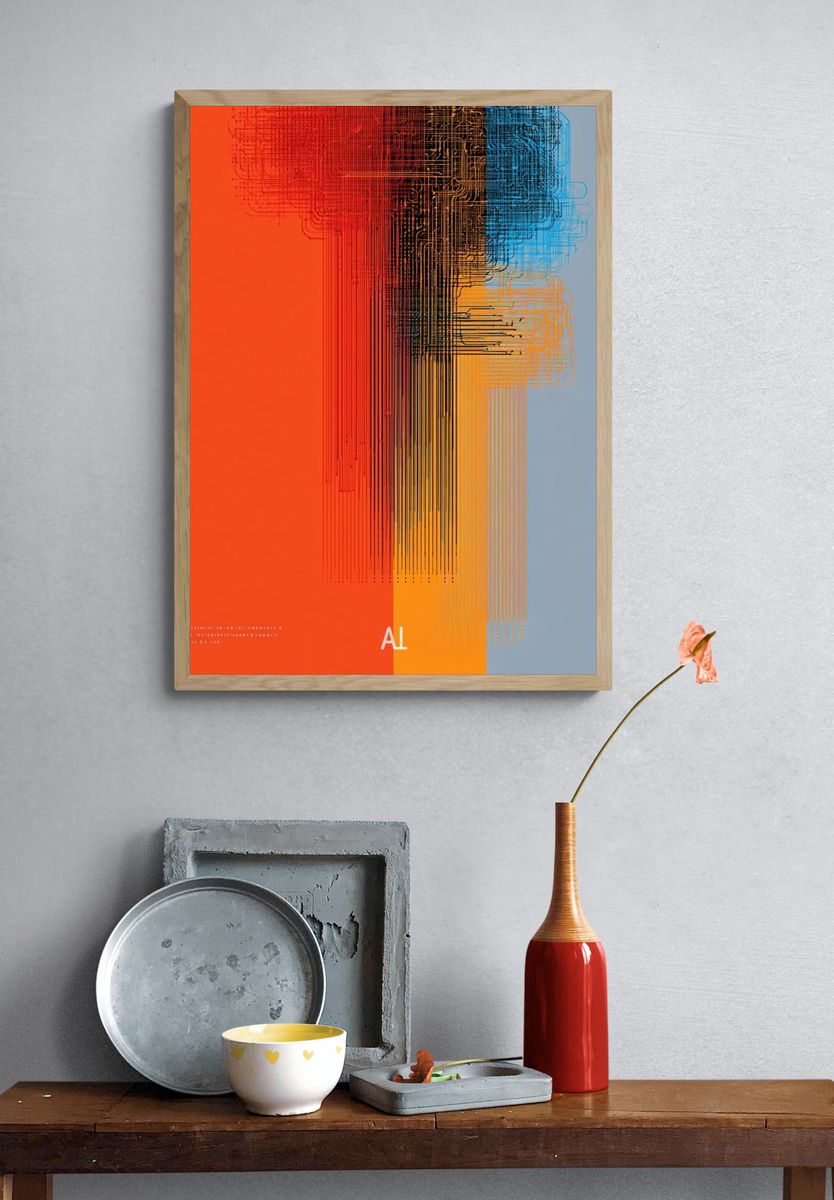 Circuit Grid Abstract Poster. — room view 3