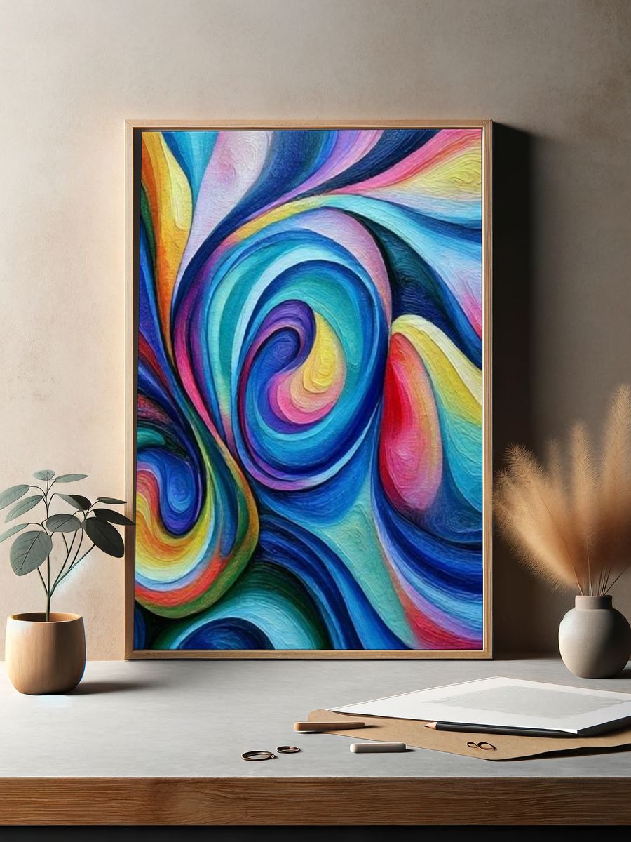 Color Swirl Abstract Poster. — room view 2