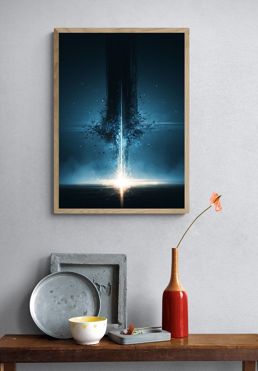Celestial Light Burst Abstract Poster. — room view 3