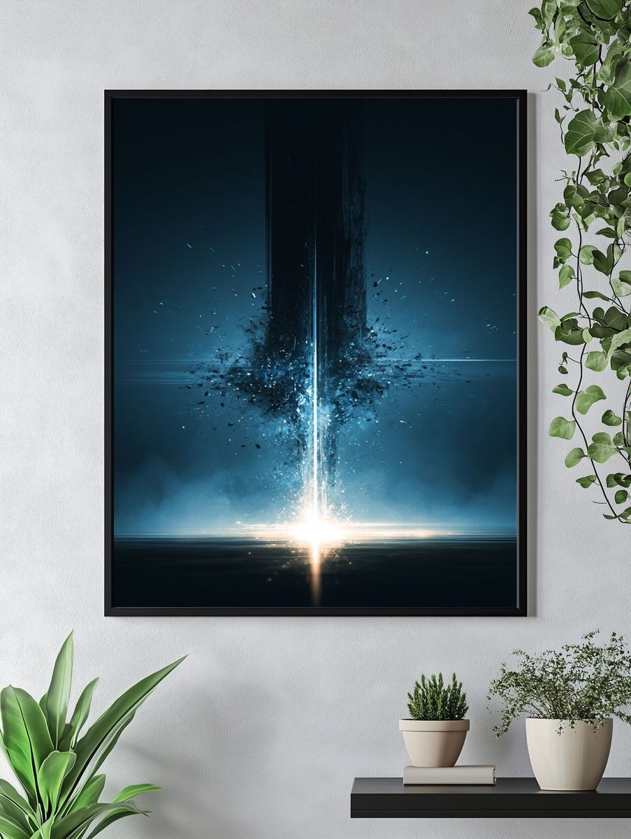 Celestial Light Burst Abstract Poster. — room view 4