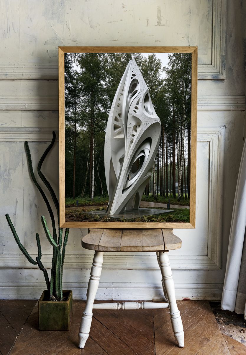 Abstract Forest Sculpture Print. room preview