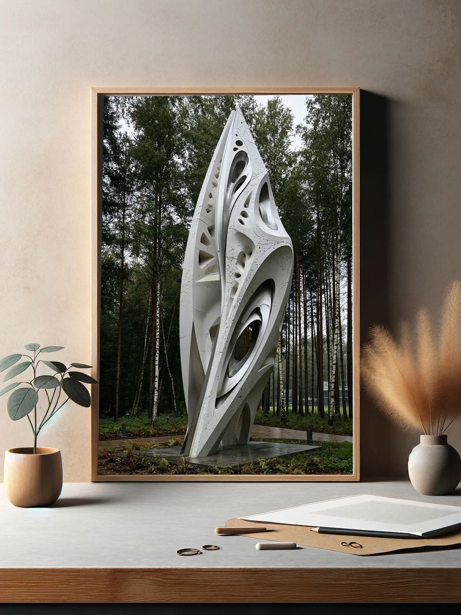 Abstract Forest Sculpture Print. — room view 2