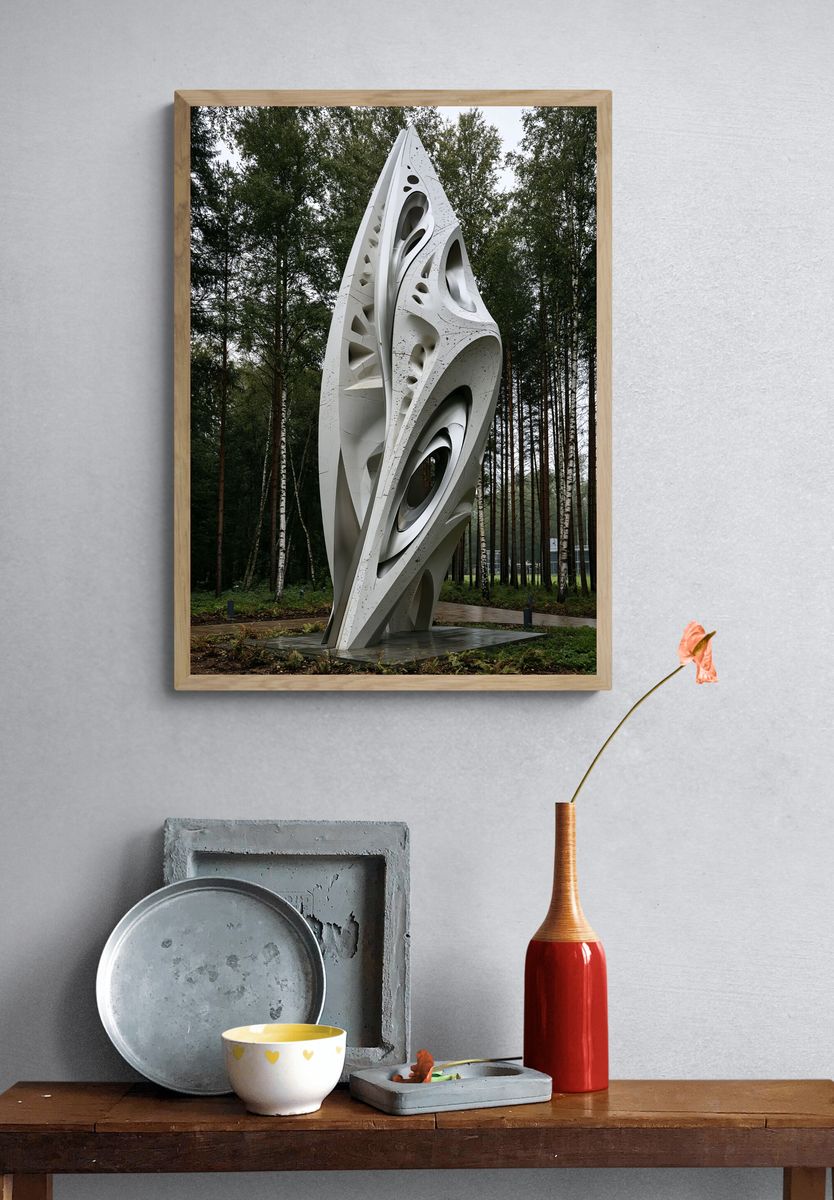 Abstract Forest Sculpture Print. — room view 3