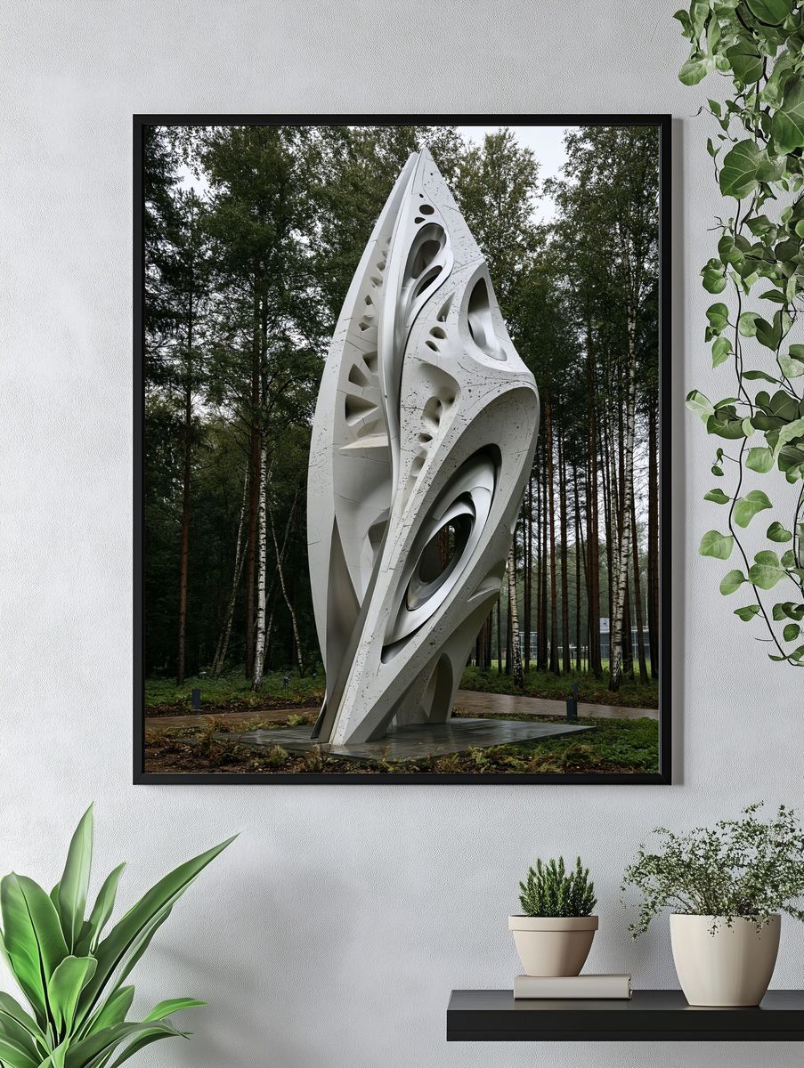 Abstract Forest Sculpture Print. — room view 4