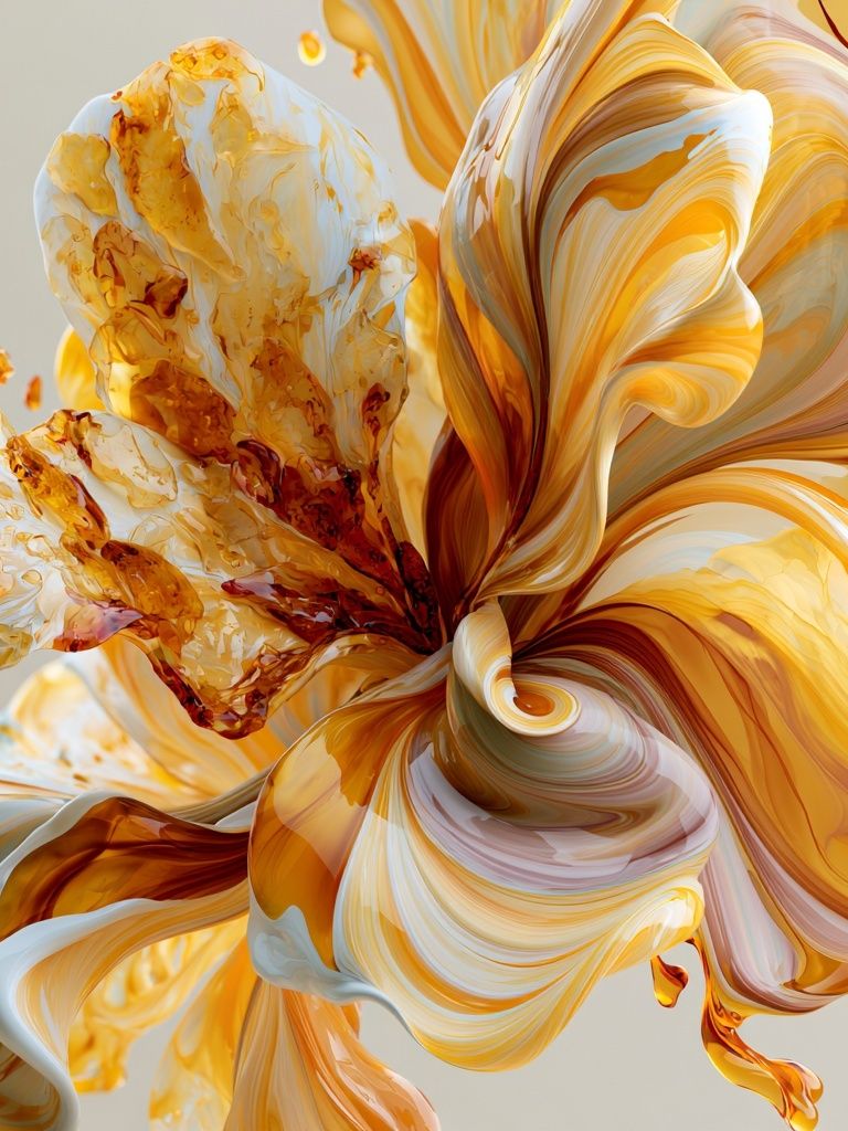 Golden Petal Swirl Abstract Print. poster detail