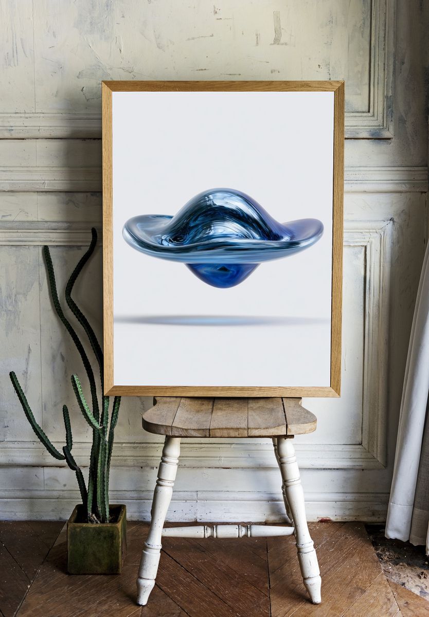 Blue Glass Orb Abstract Poster. room preview