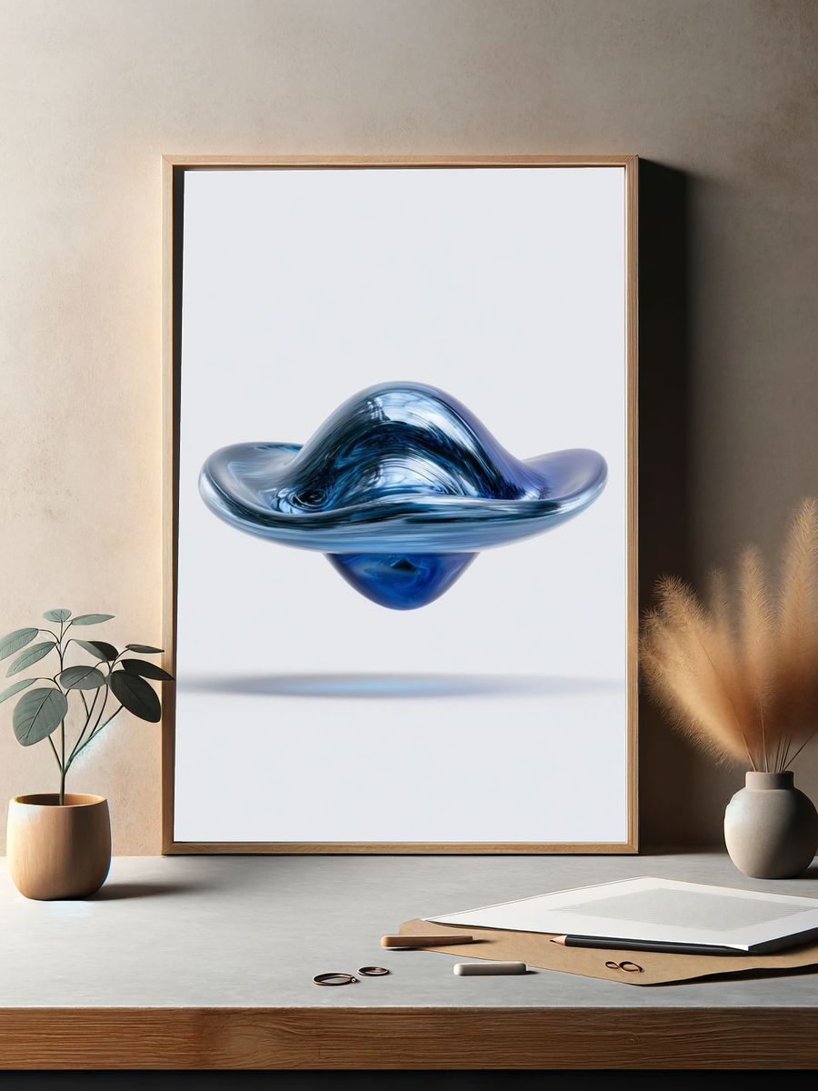 Blue Glass Orb Abstract Poster. — room view 2