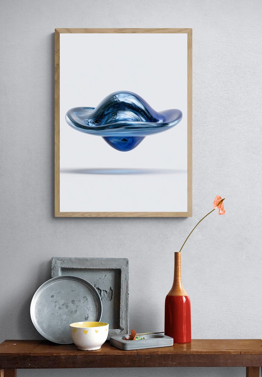 Blue Glass Orb Abstract Poster. — room view 3
