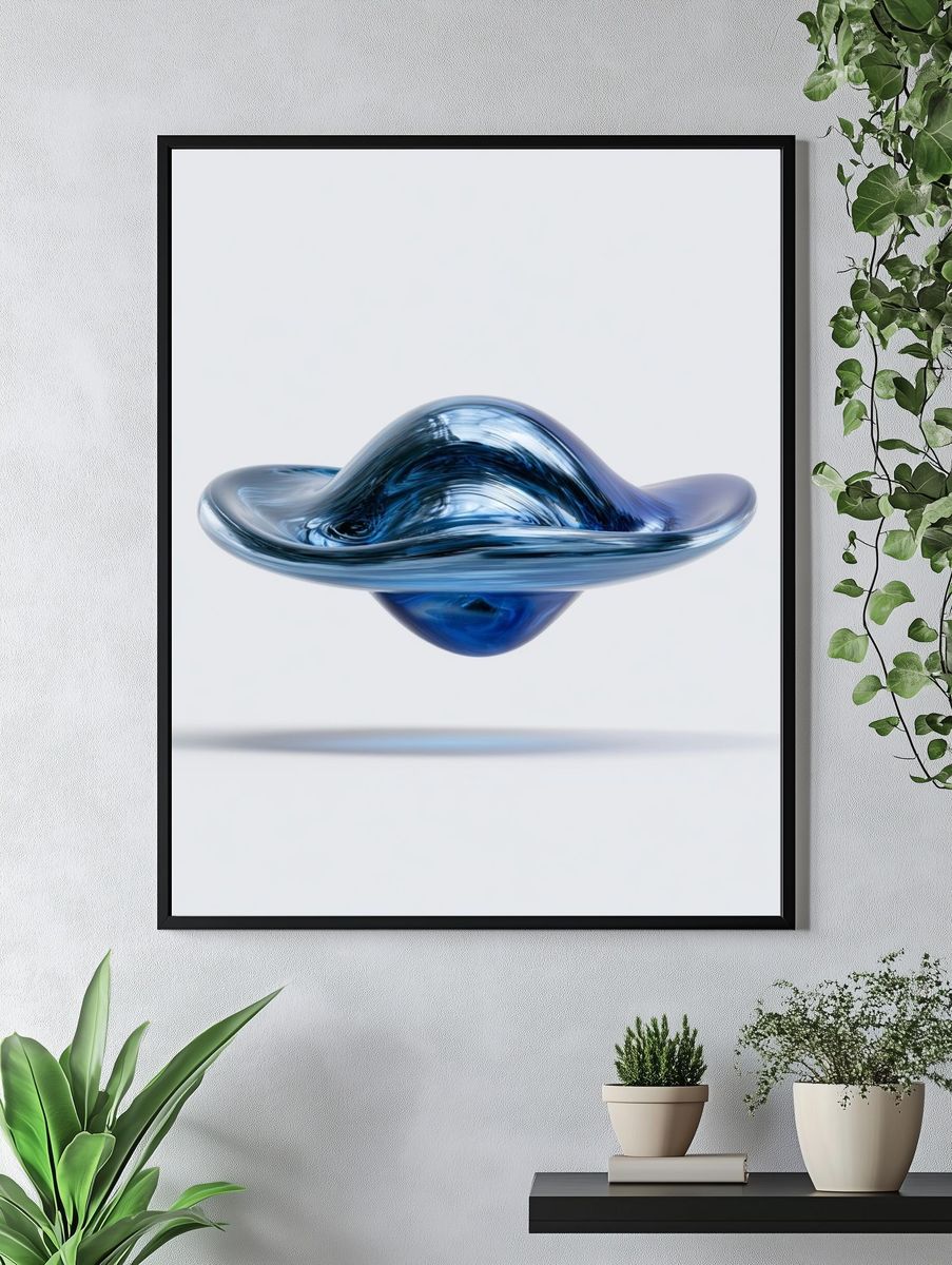 Blue Glass Orb Abstract Poster. — room view 4