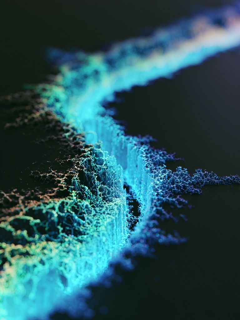 Neon Fractal Wave Abstract Poster. poster detail
