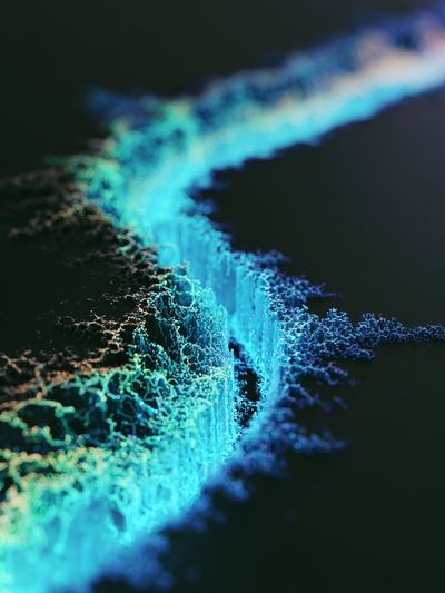 Neon Fractal Wave Abstract Poster. poster