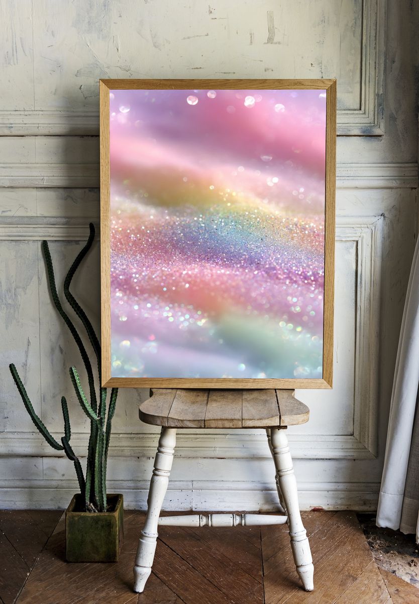 Pastel Glitter Dream Abstract Print. room preview