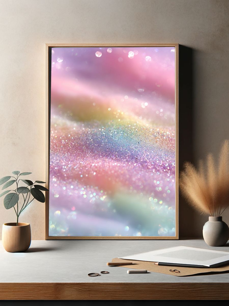 Pastel Glitter Dream Abstract Print. — room view 2