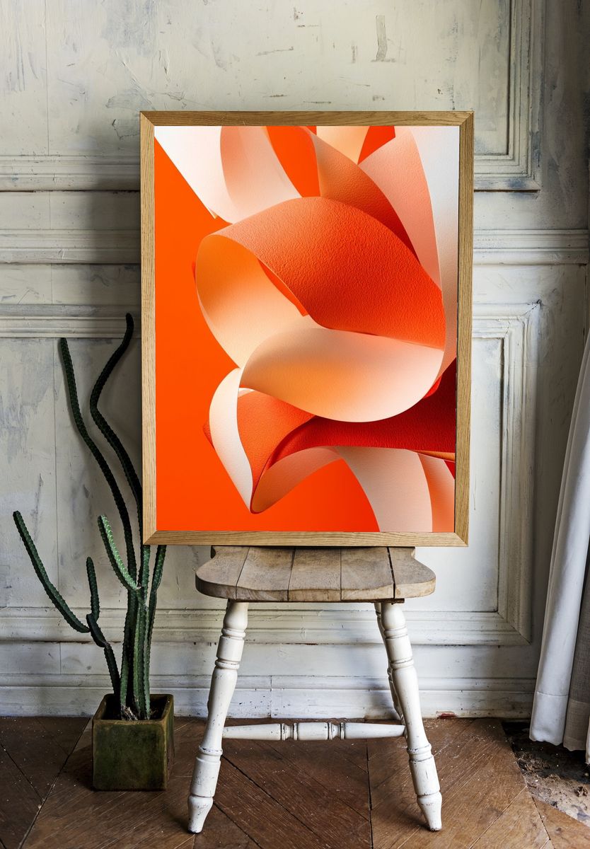 Orange Ribbon Abstract Poster. — room view 1