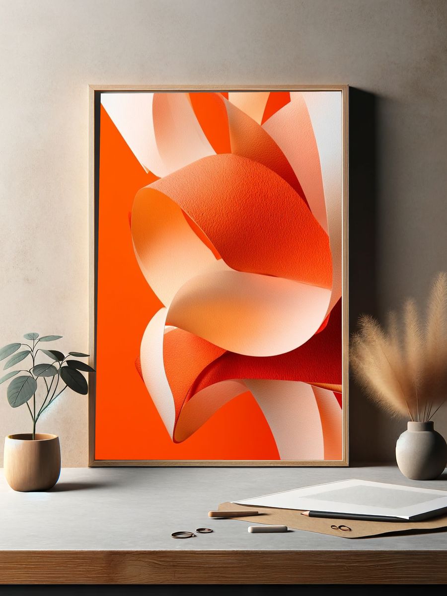 Orange Ribbon Abstract Poster. — room view 2