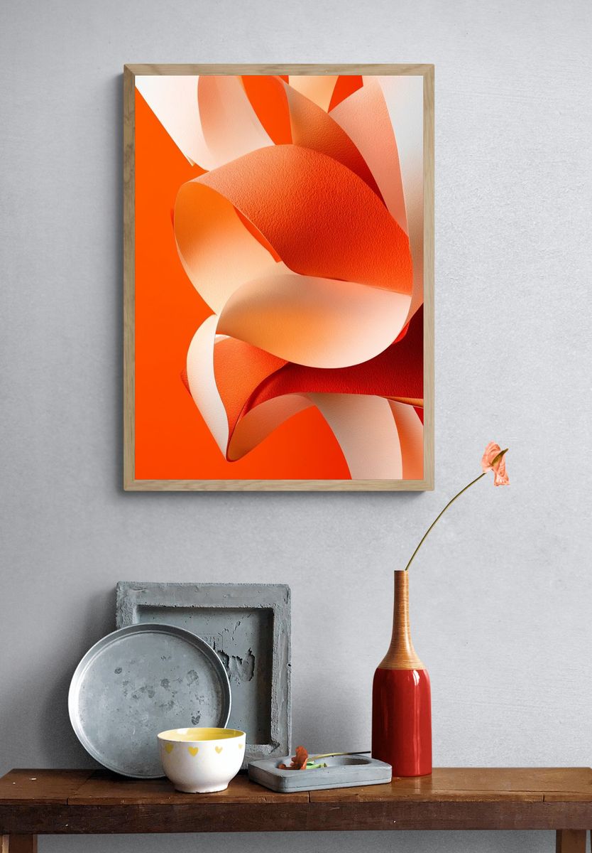 Orange Ribbon Abstract Poster. — room view 3