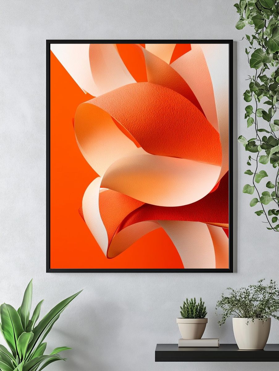 Orange Ribbon Abstract Poster. — room view 4