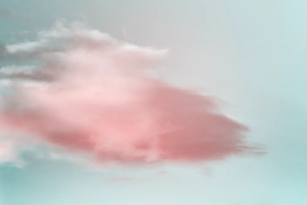 Blue sky soft pink clouds. poster — abstract art