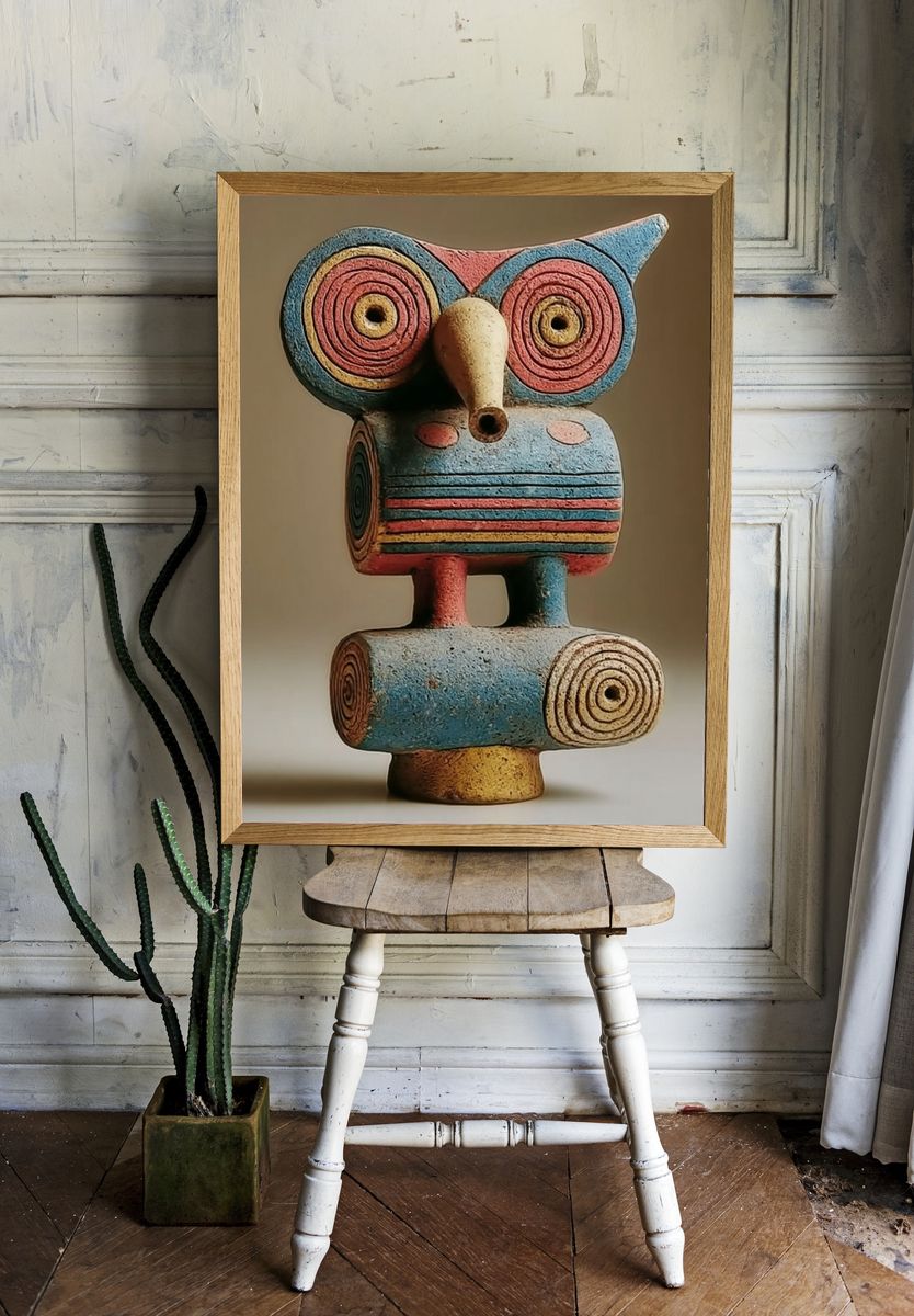 Abstract Owl Sculpture Print. — room view 1
