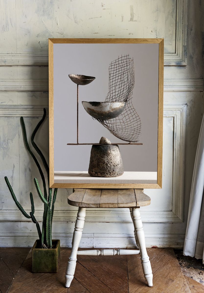 Sculptural Balance Abstract Print. room preview