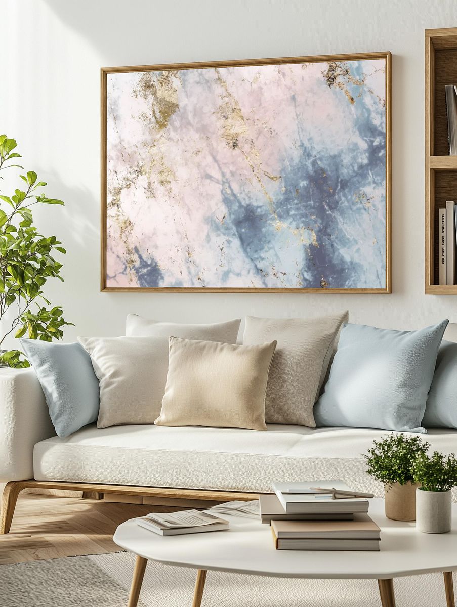 Pink blue marble textured background. — room view 2