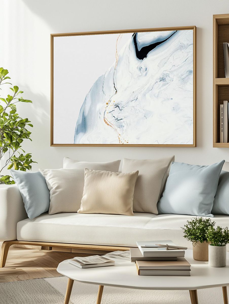 Abstract liquid marble white background. — room view 2