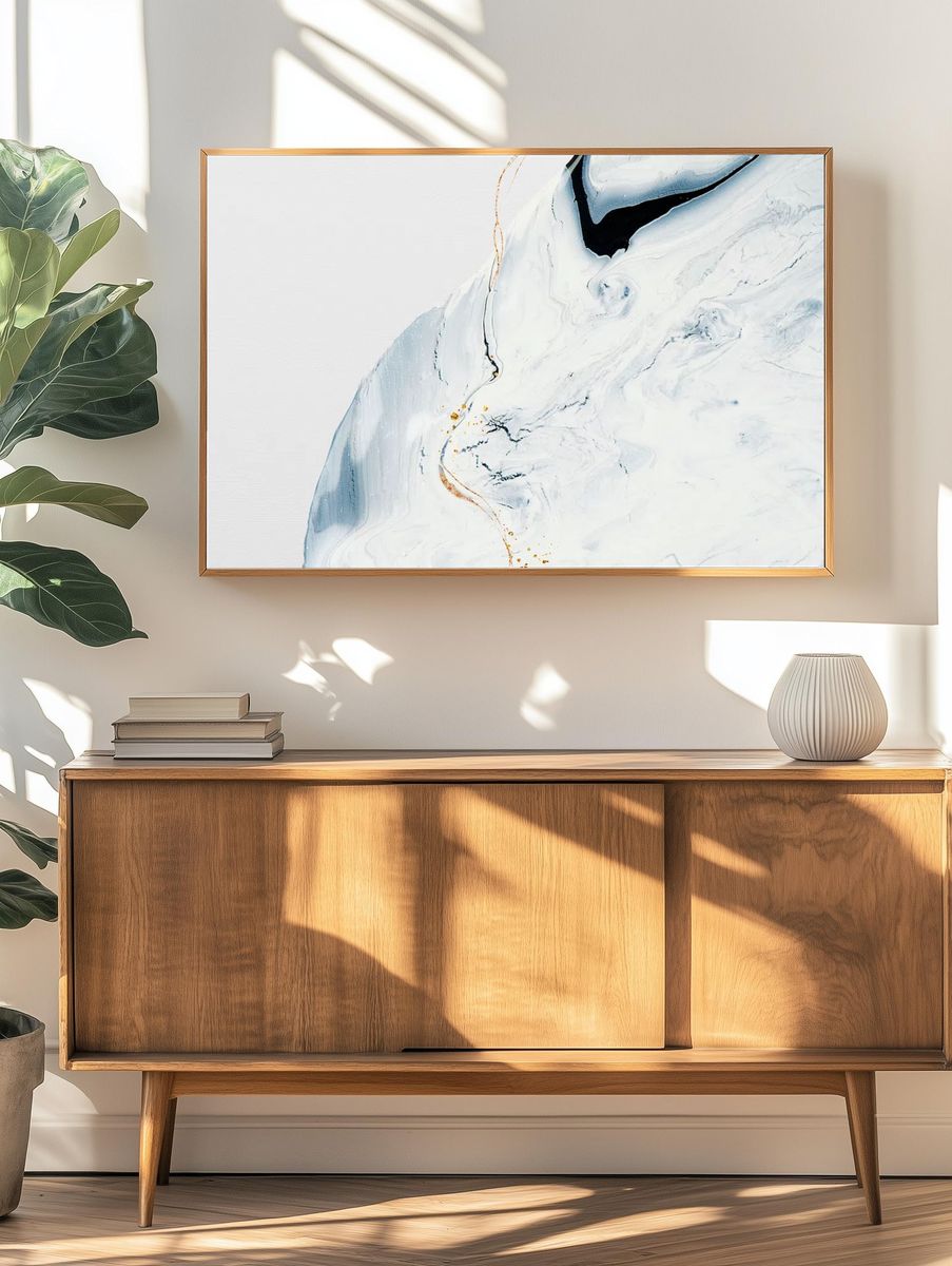 Abstract liquid marble white background. — room view 3