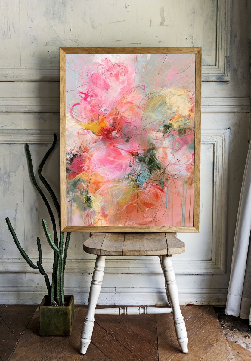 Blush Bloom Abstract Poster. room preview
