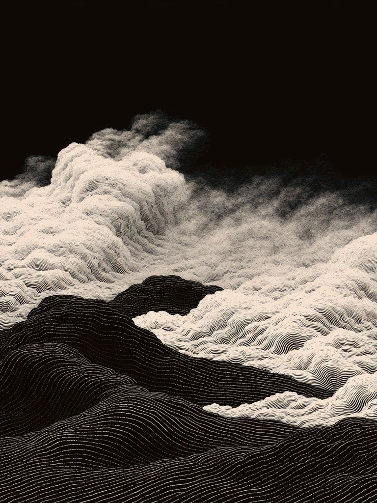 Monochrome Cloudscape Abstract Print. poster — abstract art