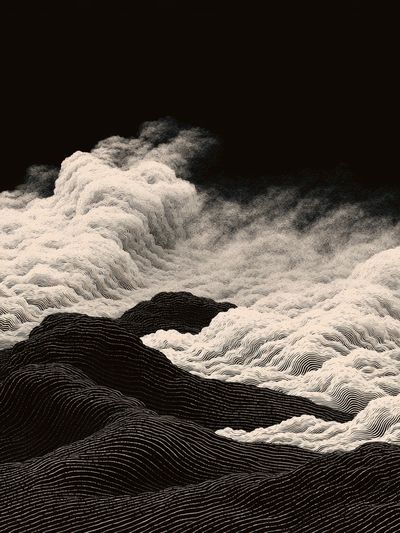Monochrome Cloudscape Abstract Print. poster