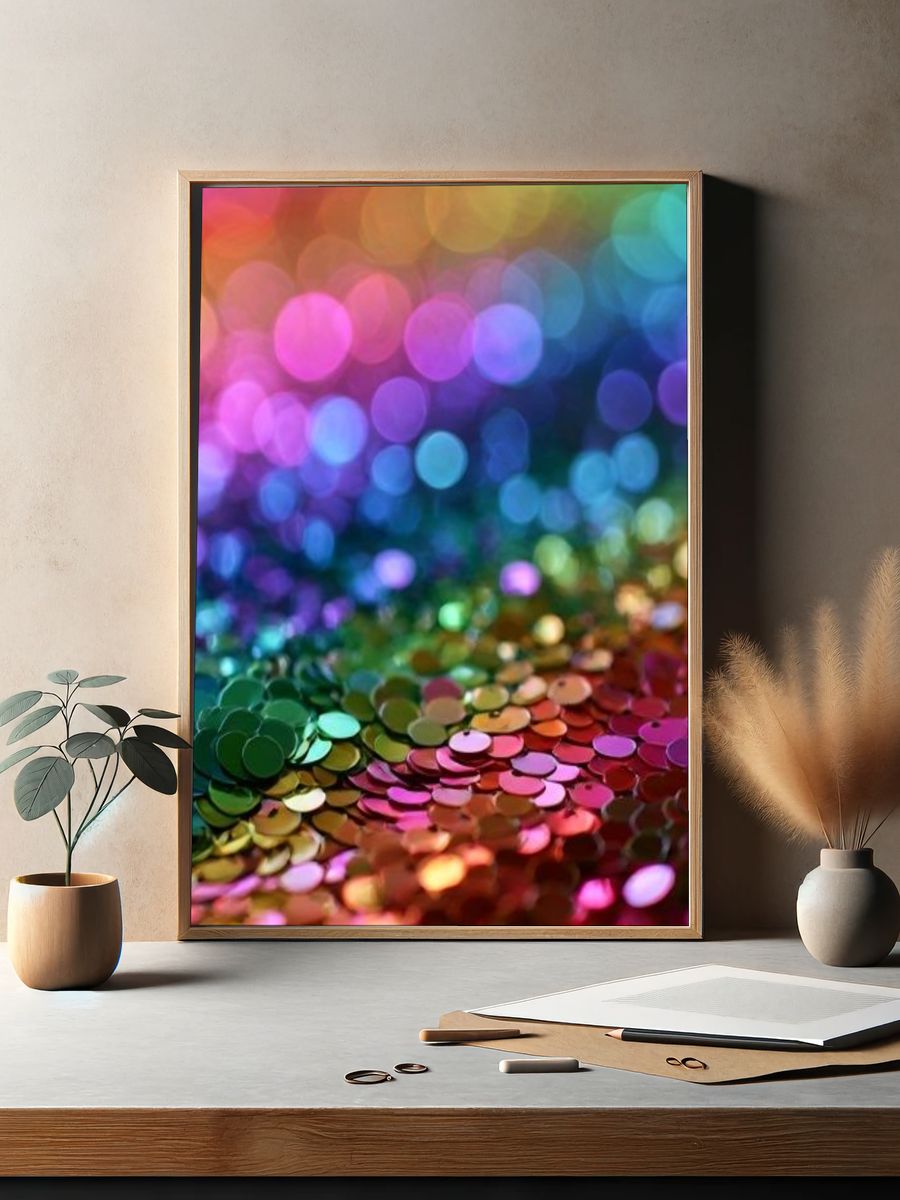 Rainbow Bokeh Abstract Poster. — room view 2