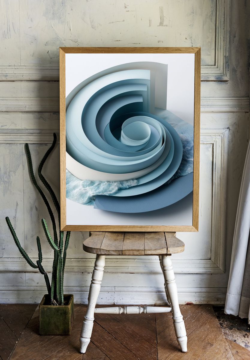 Ocean Spiral Abstract Poster. room preview
