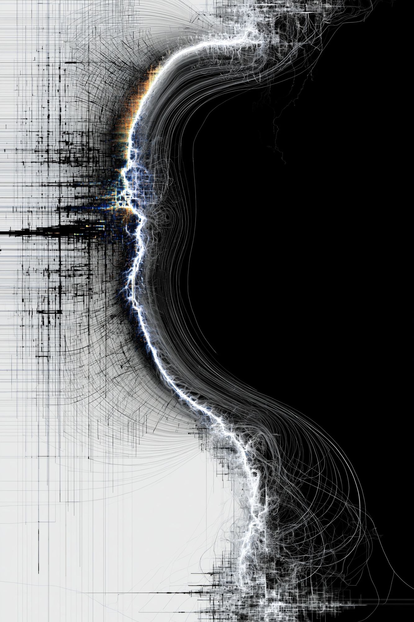 Monochrome Energy Flow Abstract Poster. poster — abstract art