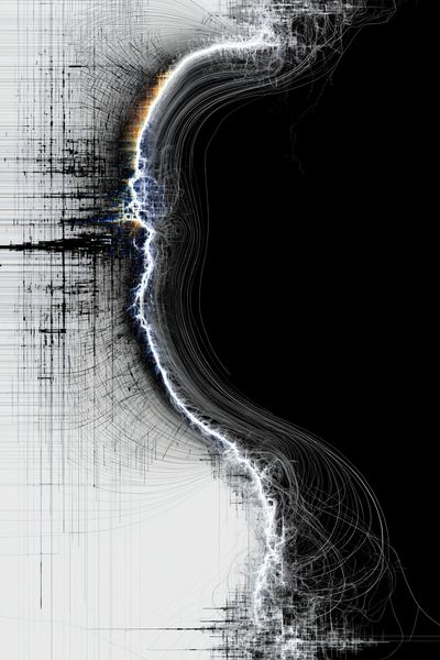 Monochrome Energy Flow Abstract Poster. poster