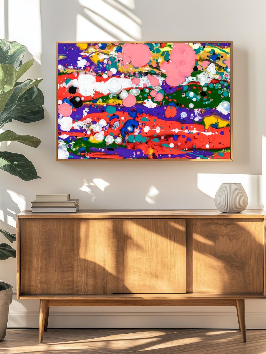 Colorful liquid marble background abstract. — room view 3