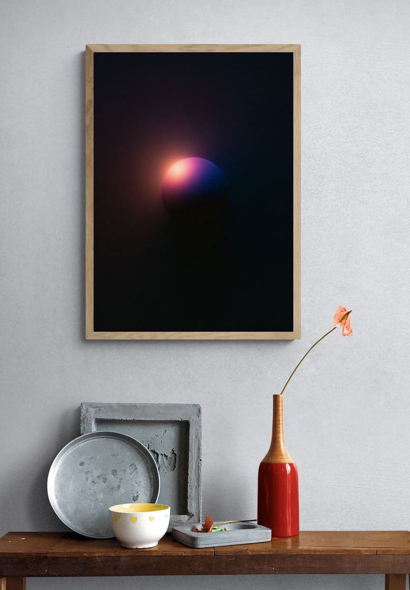 Neon Orb Abstract Poster. — room view 3