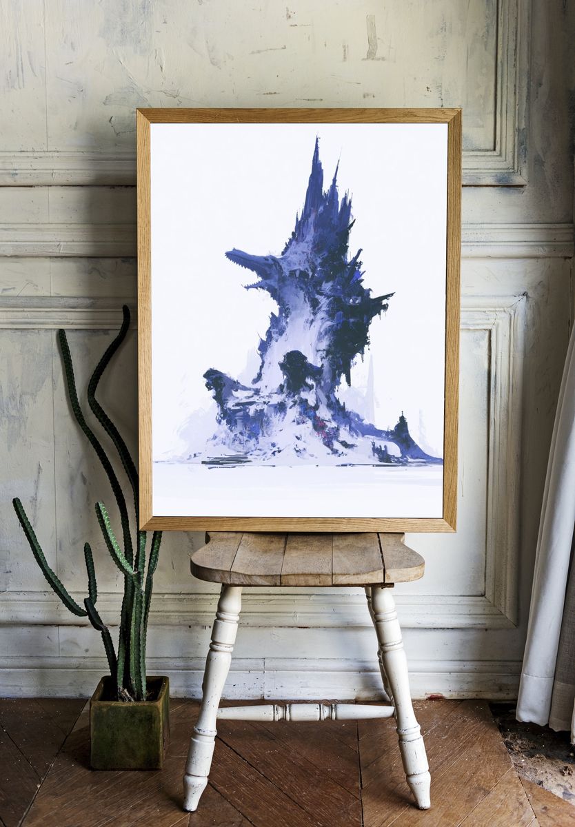 Icy Spire Abstract Print. room preview