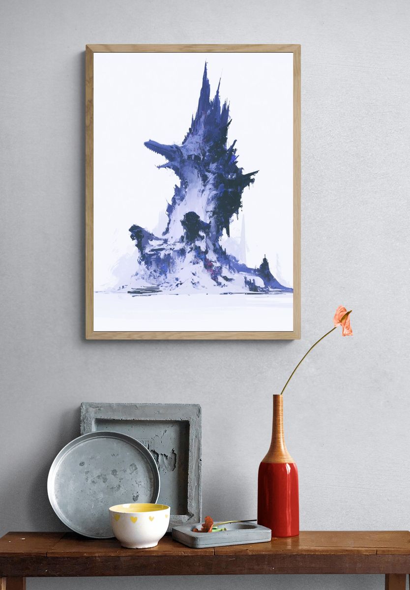 Icy Spire Abstract Print. — room view 3