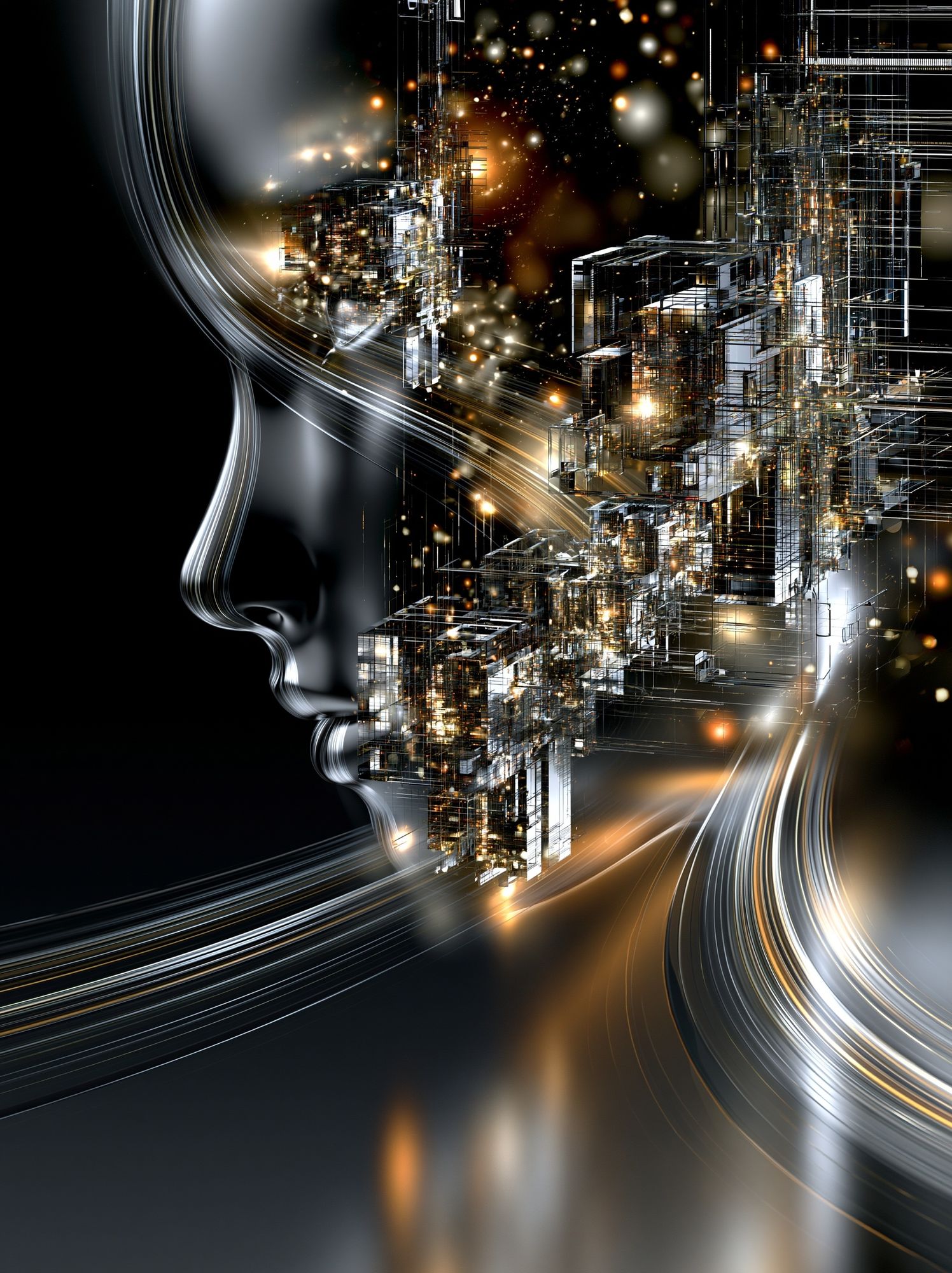 Futuristic Cityscape Abstract Print. poster detail