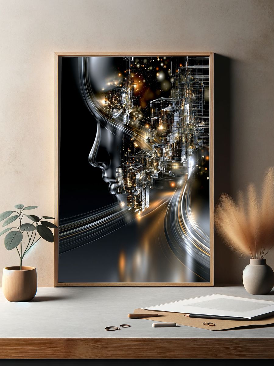 Futuristic Cityscape Abstract Print. — room view 2