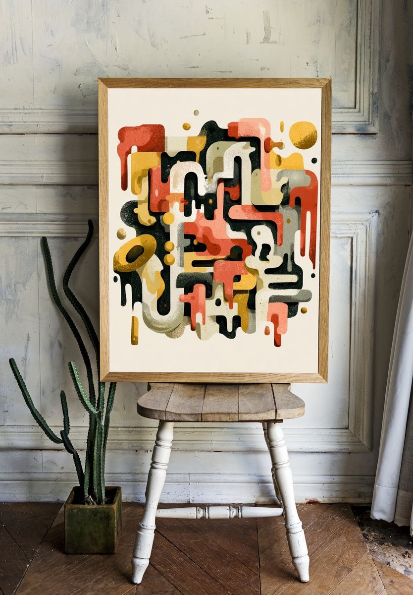 Retro Geometric Abstract Poster. — room view 1
