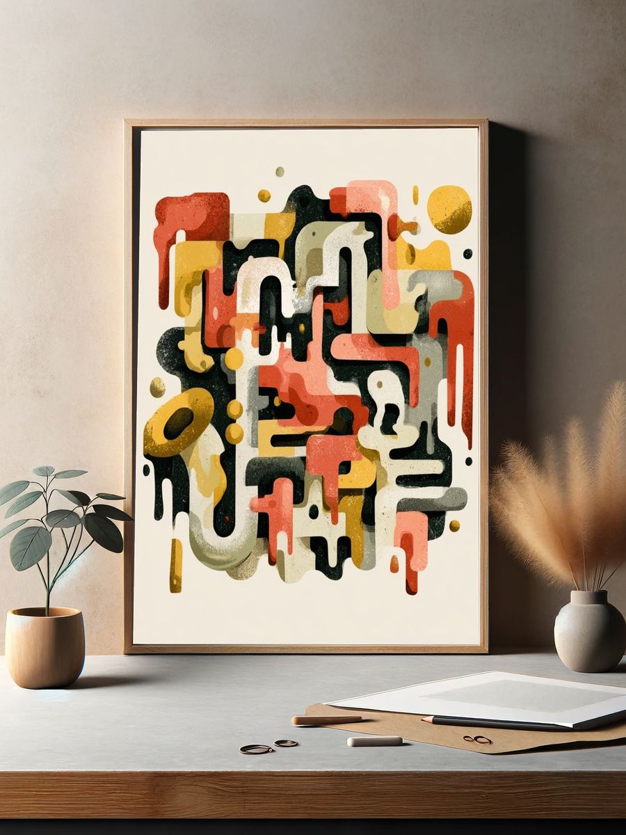 Retro Geometric Abstract Poster. — room view 2