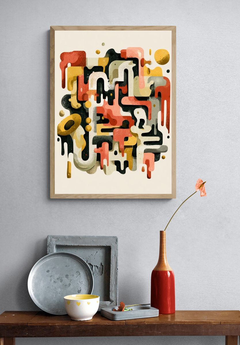 Retro Geometric Abstract Poster. — room view 3