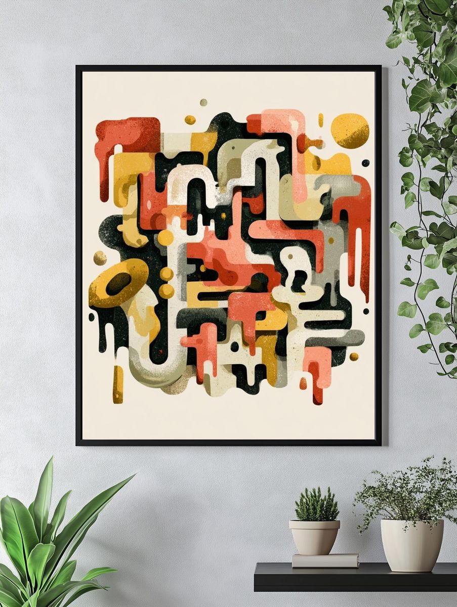 Retro Geometric Abstract Poster. — room view 4