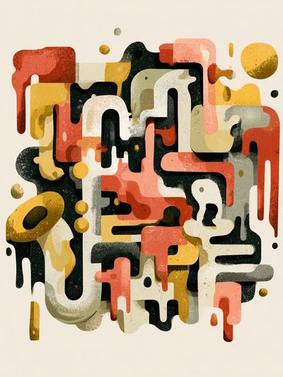 Retro Geometric Abstract Poster.