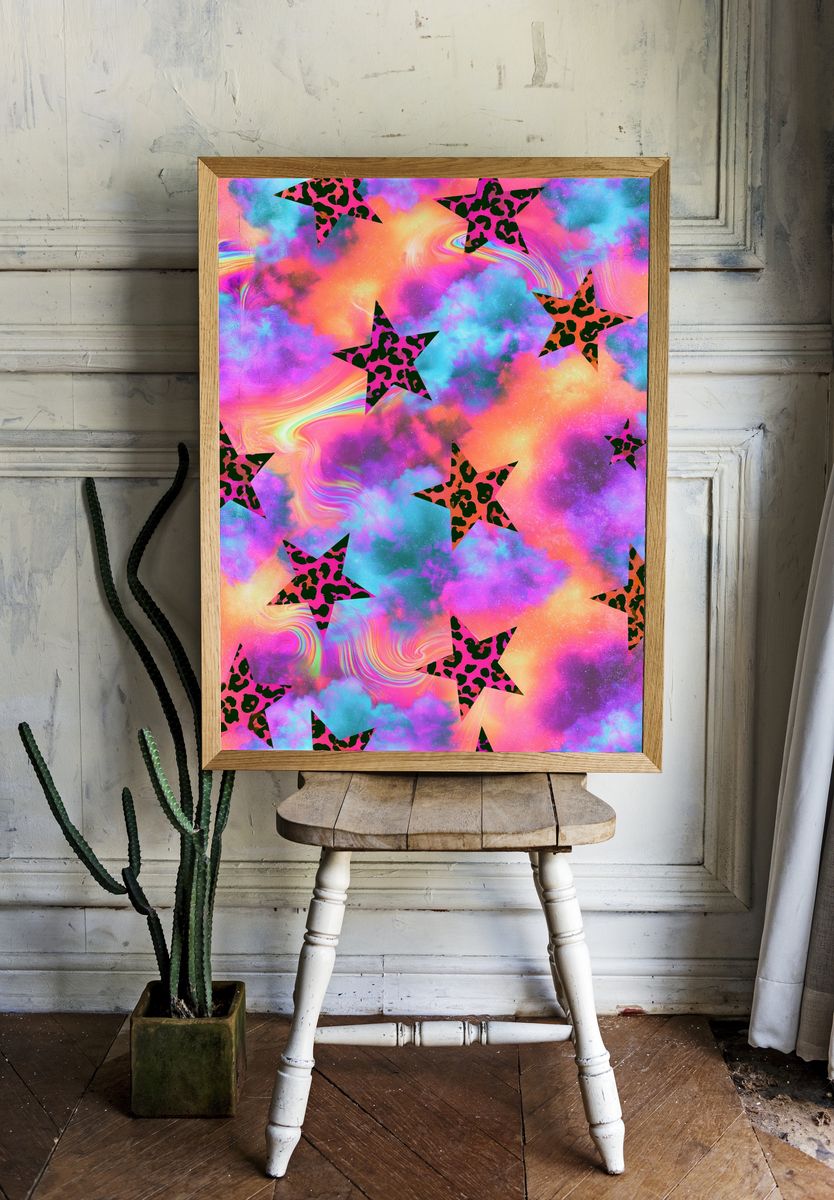 Neon Star Cloud Abstract Poster. room preview