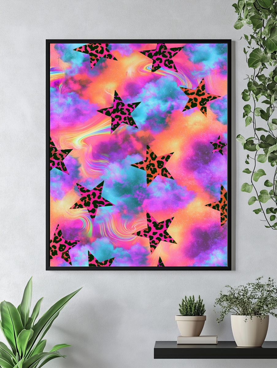 Neon Star Cloud Abstract Poster. — room view 4