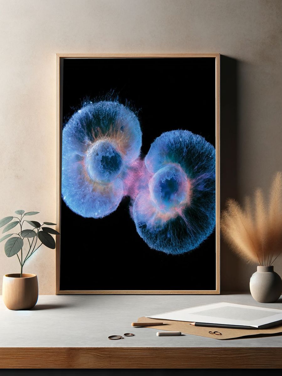 Bioluminescent Jellyfish Abstract Print. — room view 2