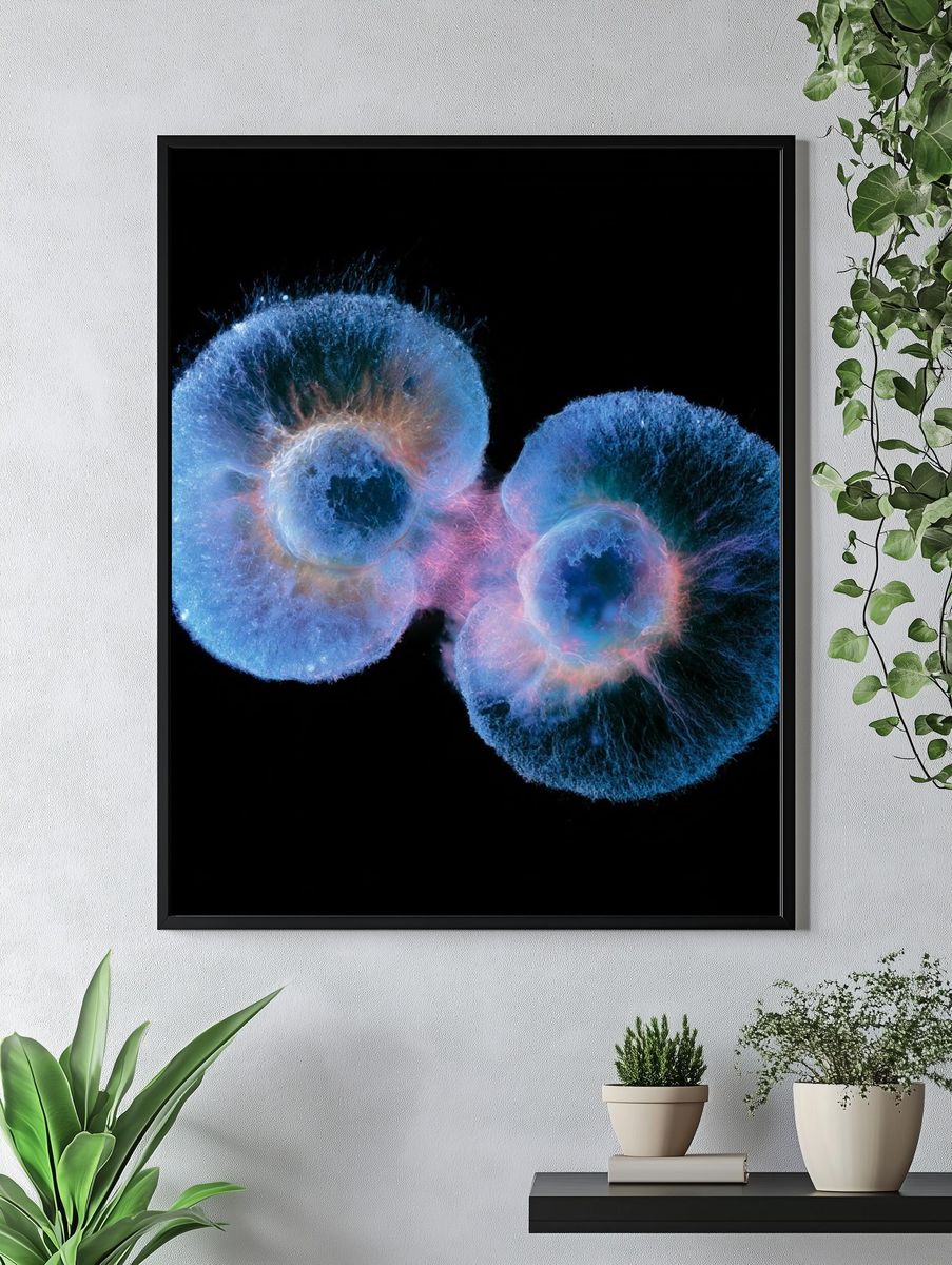 Bioluminescent Jellyfish Abstract Print. — room view 4