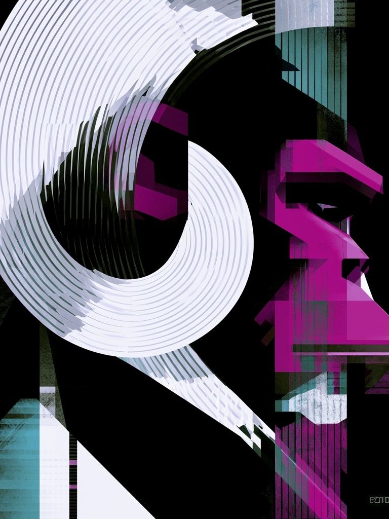 Neon Glitch Abstract Poster. poster — abstract art